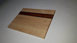 Beautiful Edge Grain Cutting Board- Maple with Walnut & Cherry Stripes.