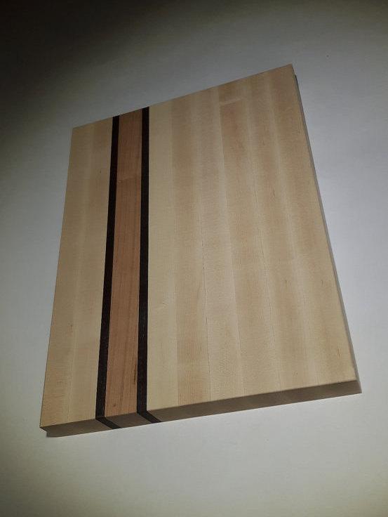 Professional Edge Grain Cutting Board- Maple with Walnut & Cherry Stripes 1 1/2" thick