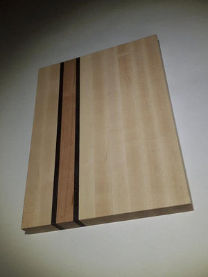 Professional Edge Grain Cutting Board- Maple with Walnut & Cherry Stripes 1 1/2" thick