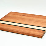 Beautiful Edge Grain Cutting Board- Maple with Walnut & Cherry Stripes.