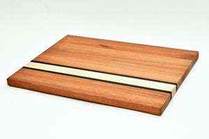 Beautiful Edge Grain Cutting Board- Maple with Walnut & Cherry Stripes.