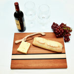 Beautiful Edge Grain Cutting Board- Maple with Walnut & Cherry Stripes.